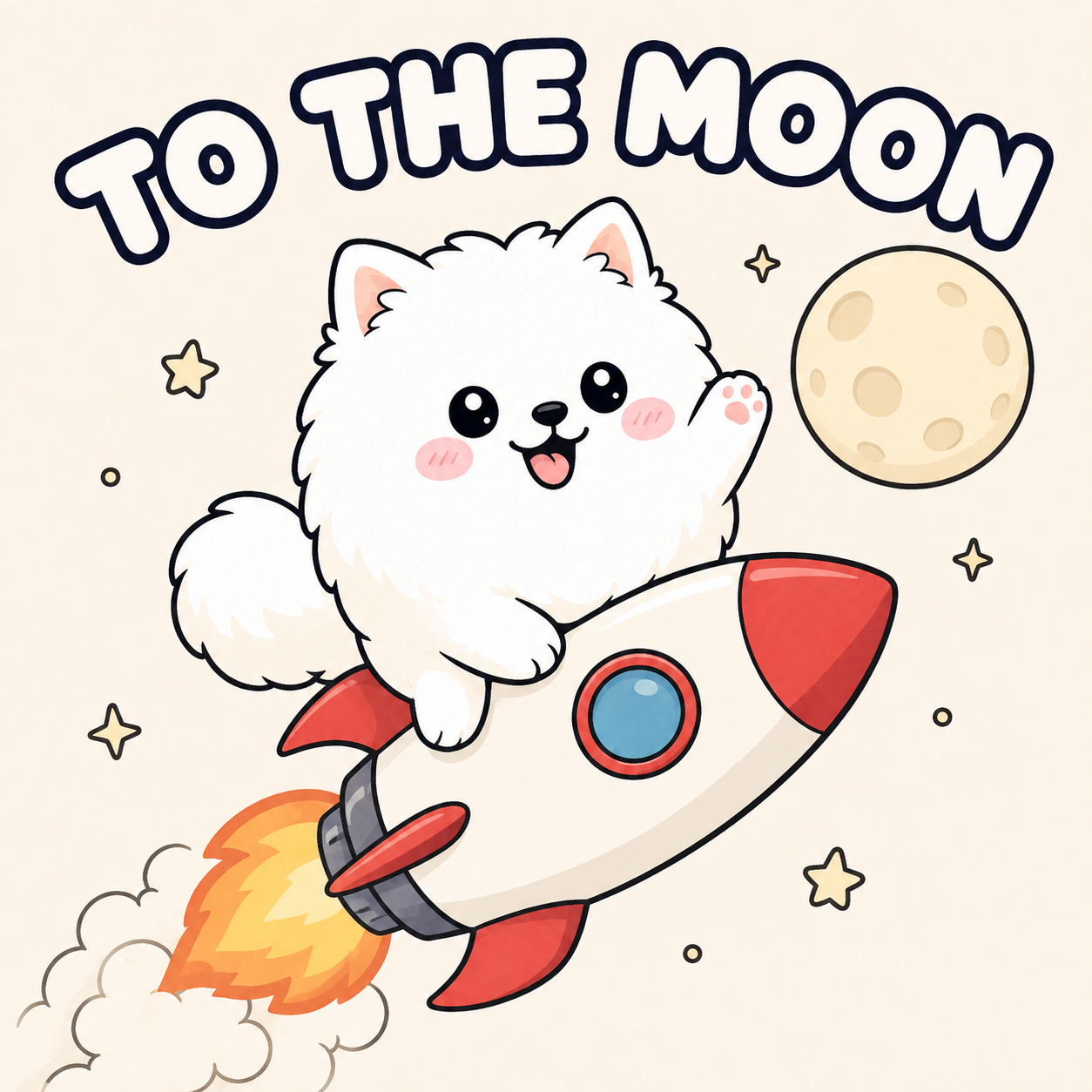 BIKO flying to the moon on a rocket